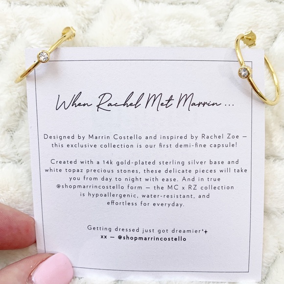 Marrin Costello 14k Gold Plated & White Topaz Hoop Earrings & Bracelet Set - Picture 4 of 11